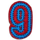 Cijfers Nummer 9 Strijk Embleem Patches Blauw Rood