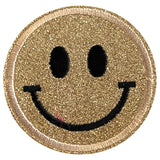 Smiley Emoji Strijk Embleem Patch Goud Glitter