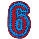 Cijfers Nummer 6 Strijk Embleem Patches Blauw Rood