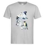 Pinguïn Zeehond Pool Dieren Strijk Applicatie op een grijs t-shirt
