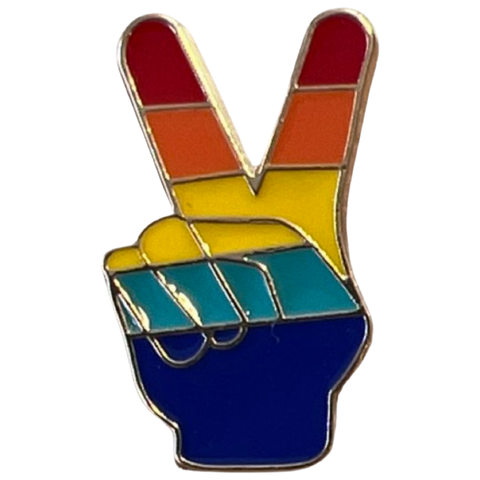 Rainbow Peace Sign Vredesteken Symbool Emaille Pin