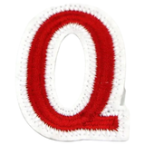 Alfabet Letter Q Embleem Strijk Patch Rood Wit