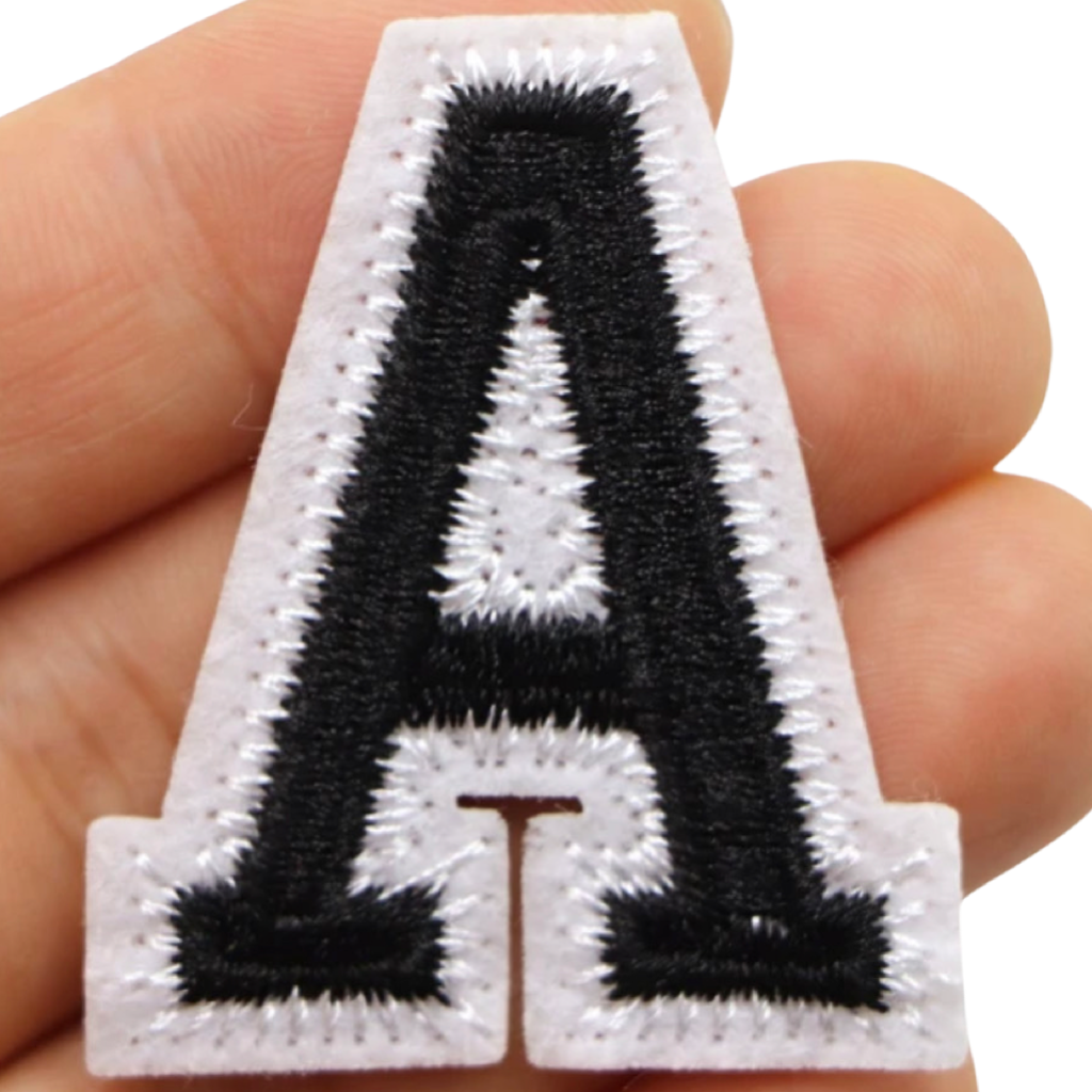 Alfabet Strijk Embleem Letter A Patch Zwart Wit