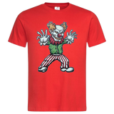 Clown Horror Clown Halloween Joker Strijk Applicatie op een rood t-shirt