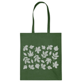 Blad Herfstbladeren Strass Strijk Applicatie op een groen linnen tas