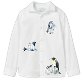 Pinguïn Zeehond Pool Dieren Strijk Applicatie op een witte blouse voor kinderen