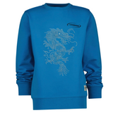 Draak Draken Strass Strijk Applicatie op een blauwe sweater