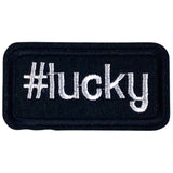 Lucky Hashtag Strijk Embleem Patch Zwart Wit