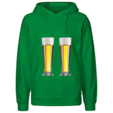 Bier Bierglazen Duo Tekst Strijk Applicatie Large op een groene hoodie