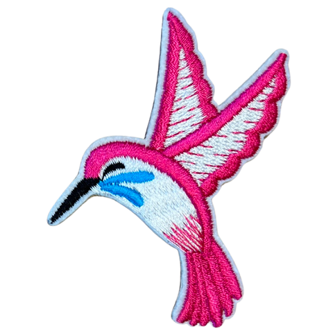 Kolibrie Vogel Strijk Embleem Patch Roze