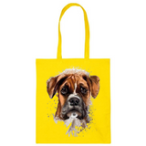 Boxer Hond Honden XL Strijk Applicatie op een gele linnen tas