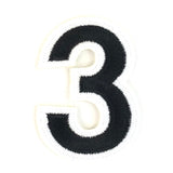 Zwart Cijfer 3 Strijk Embleem / patch met wit randje