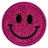 Fuchsia Roze Glitter Smiley Emoji Strijk Embleem Patch
