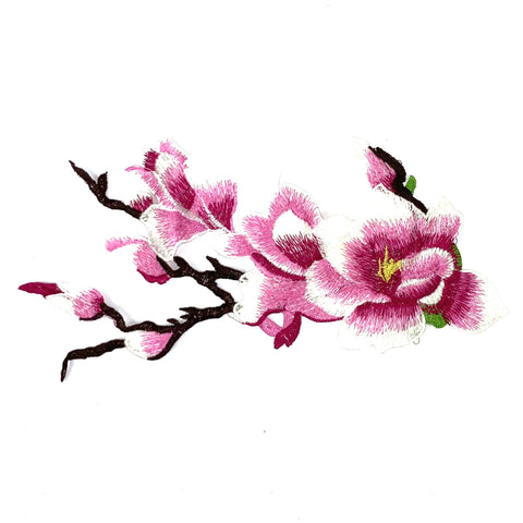 Magnolia Bloesem tak Opnaai Embleem Patch - midden / kleine variant