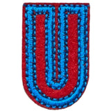 Alfabet Letter U Strijk Embleem Patch Rood Blauw