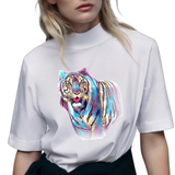 Tijger Art Full Color Strijk Applicatie op een wit t-shirt