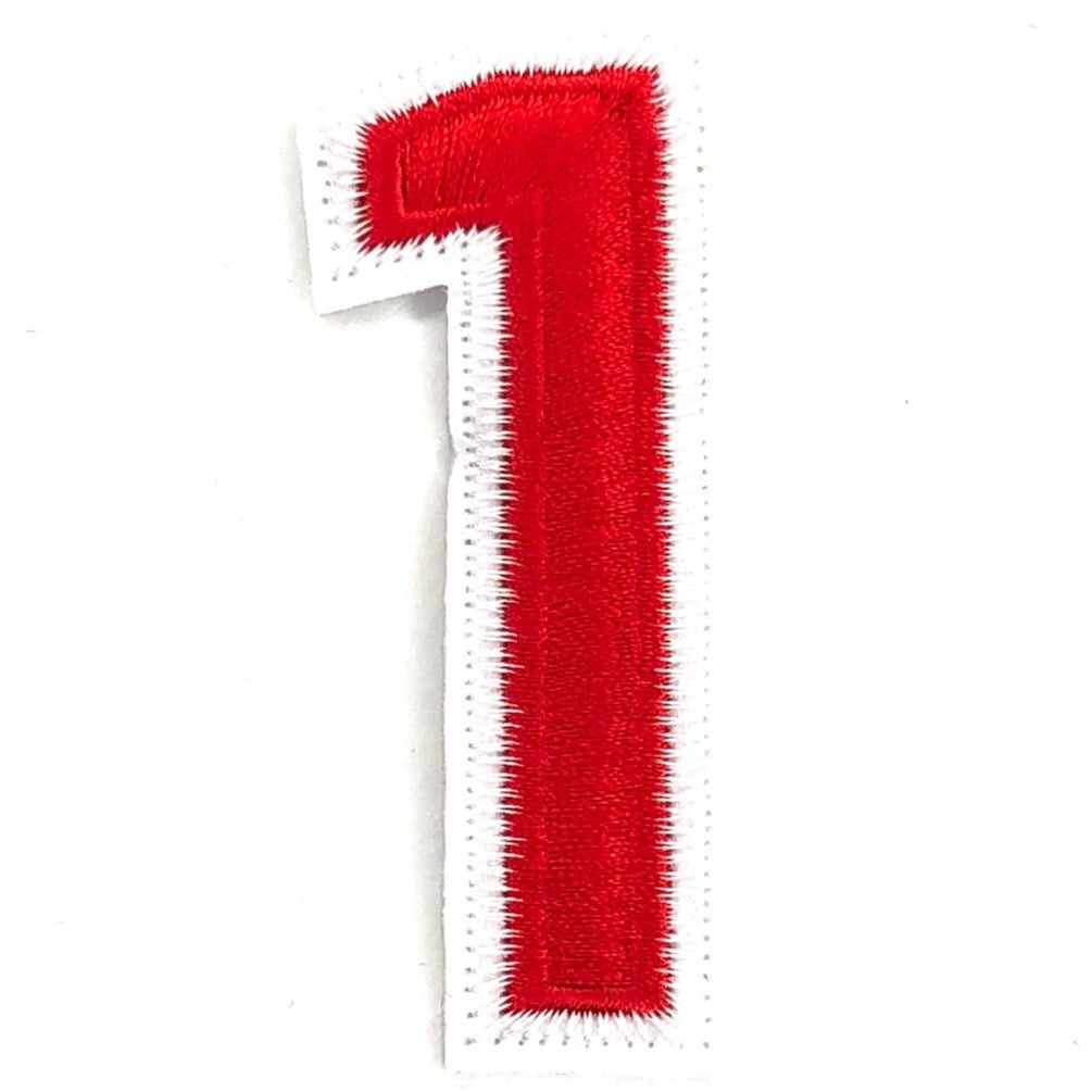 Cijfer Nummer 1 Strijk Emblemen Rood Wit