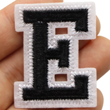 Alfabet Strijk Embleem Letter E Patch Zwart Wit