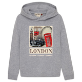London Engeland UK Strijk Applicatie met tekst op een grijze hoodie