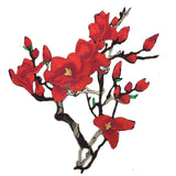 Magnolia Bloesem Bloemen Tak XL Strijk Embleem Patch Rood