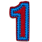 Cijfers Nummer 1 Strijk Embleem Patches Blauw Rood
