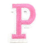 Wit Roze Alfabet Letter P Strijk Patch