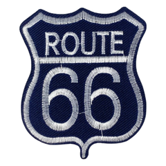 Route 66 Strijk Patch Donker Blauw Wit