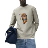 Panter Luipaard Jaguar Strijk XL Applicatie op een beige sweater