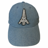 Eiffeltoren Strijk Embleem Patch Zilver op een cap van spijkerstof