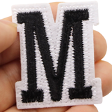 Alfabet Strijk Embleem Letter M Patch Zwart Wit