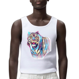 Tijger Art Full Color Strijk Applicatie op een wit hemd