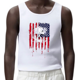 USA Vlag Skull Strijk Applicatie op een wit hemdje