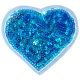 Hart Strijk Embleem Patch Blauw Glitter Paillette