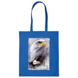 Arend Eagle Adelaar Roofvogel Strijk Applicatie op een blauwe linnen tas