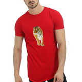 Tijger Indische Strijk Applicatie XL op een rood t-shirt