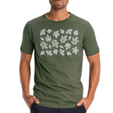 Blad Herfstbladeren Strass Strijk Applicatie op een groen t-shirt