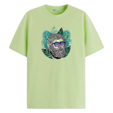 Man Baard Sculpture Is Also The Trend Tekst Strijk Applicatie op een groen t-shirt