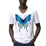Vlinder Druppelvlinder XXL Strijk Embleem Patch op een wit t-shirt
