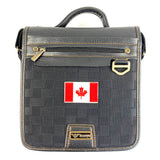 Canadese Maple Leaf Vlag Strijk Embleem Patch op een zwarte canvas tas
