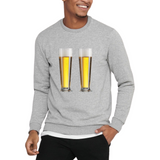 Bier Bierglazen Duo Tekst Strijk Applicatie Large op een grijze sweater