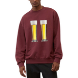Bier Bierglazen Duo Tekst Strijk Applicatie Large op een bordeaux rode sweater