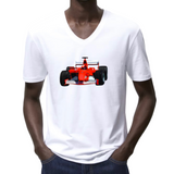 Formule 1 Raceauto / Racewagen Strijk Applicatie Rood op een wit t-shirt